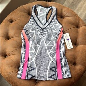 Lucky in Love Geometric Patterned Tank Top